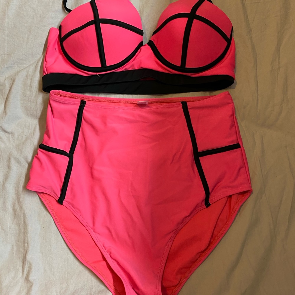 Brand New Neon Pink High Waisted Bikini